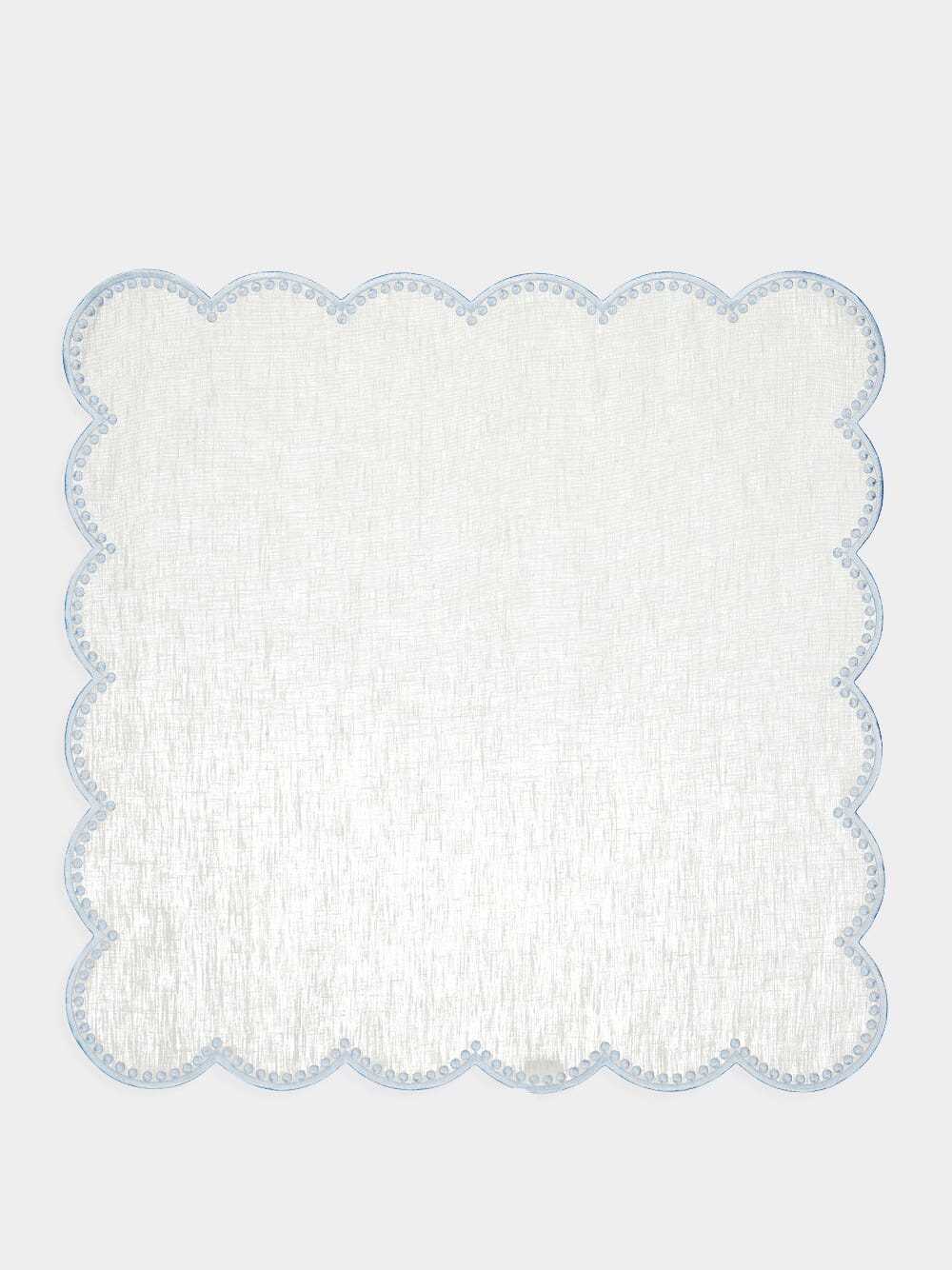 Cascais White Linen Napkin with Blue Dots Border