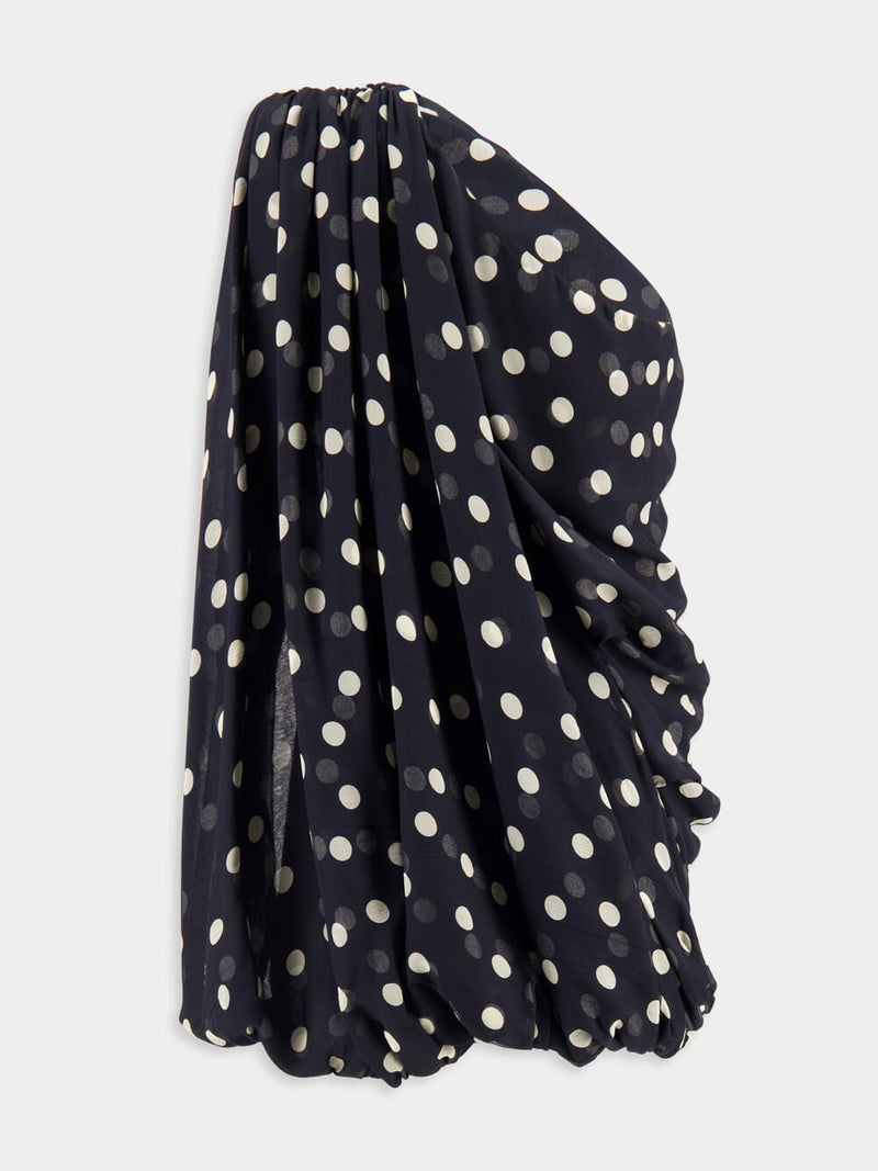 Asymmetric Silk Polka Dot Dress