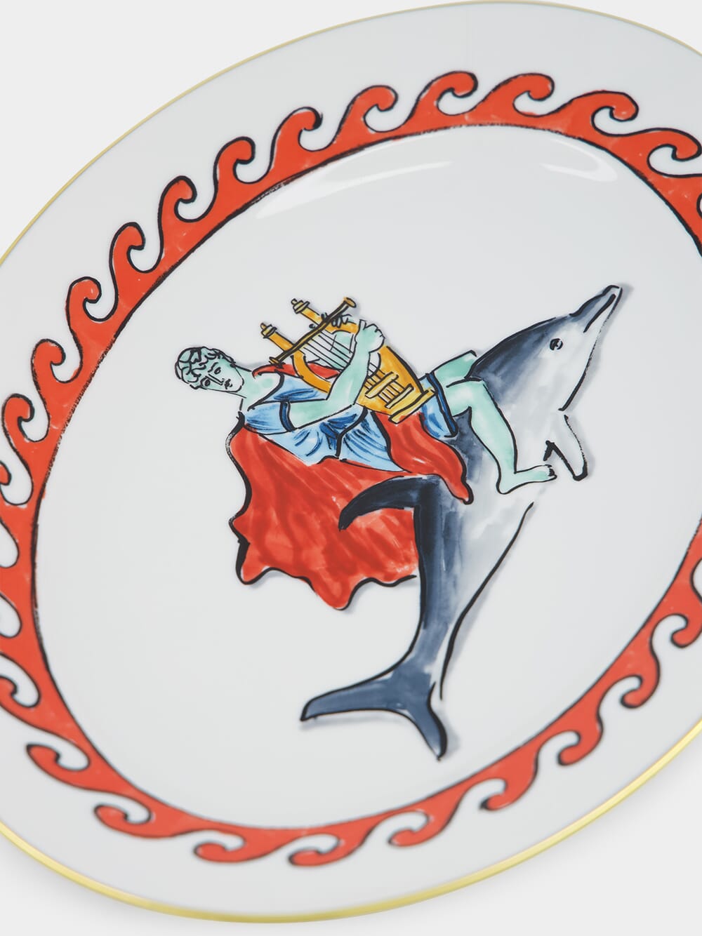Il Viaggio Di Nettuno Dolphin White Large Oval Platter