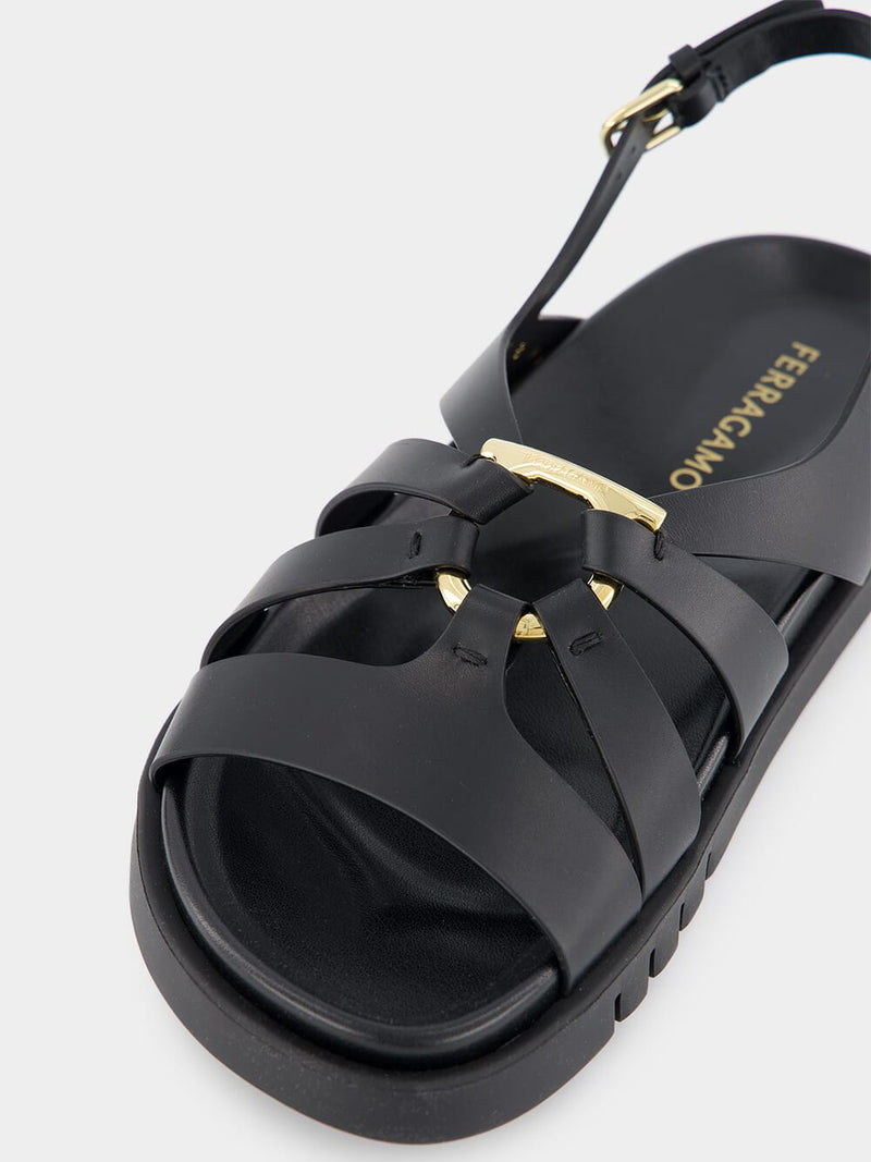 Gancini Ornament Flat Sandal