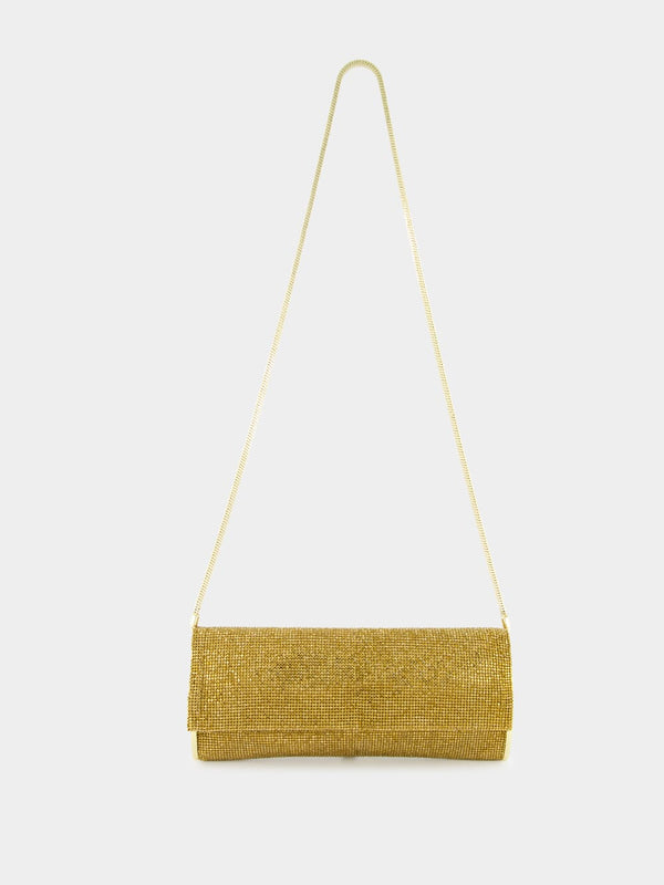 Kate Gold Crystal Mesh Shoulder Bag