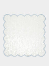 Cascais White Linen Napkin with Blue Dots Border