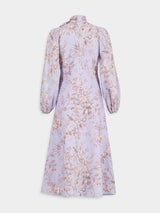 Lavender Linen Tie-Neck Dress