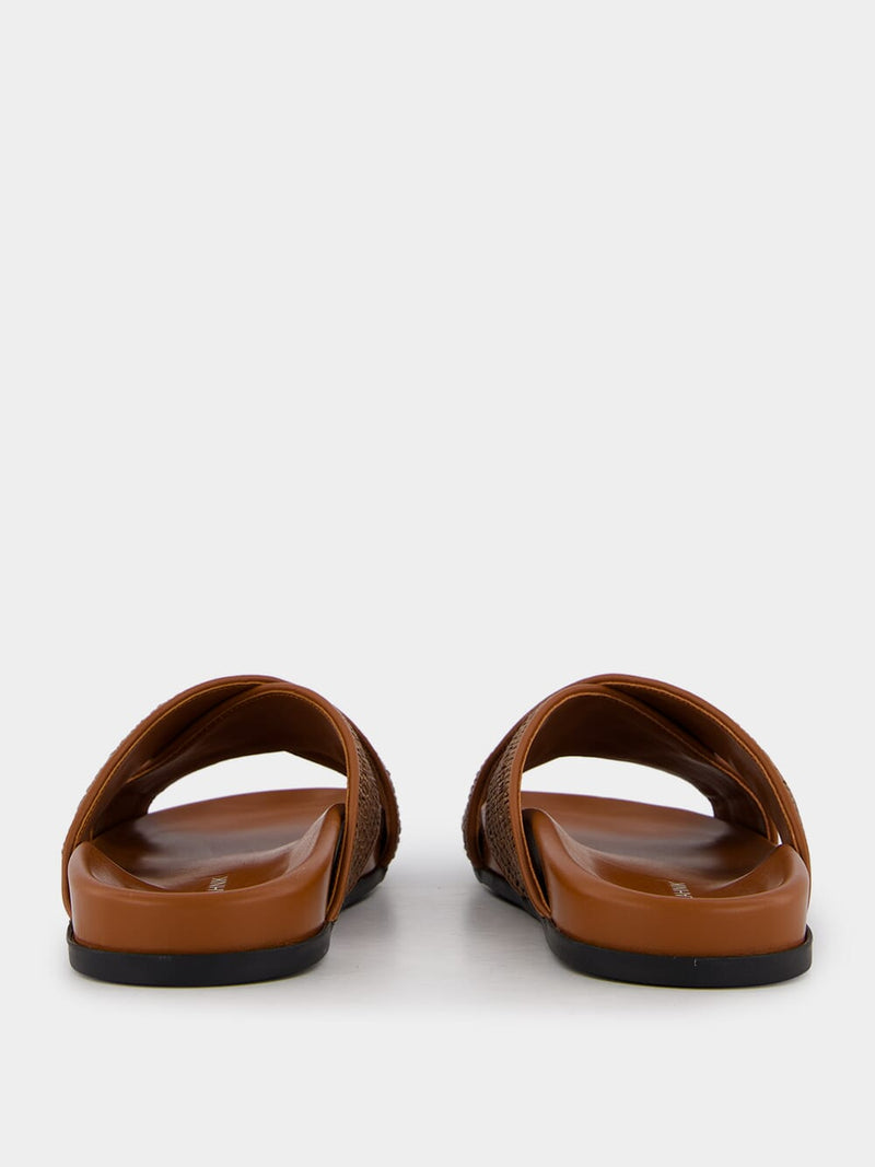 Chiltern Dark Brown Raffia Flat Sandals