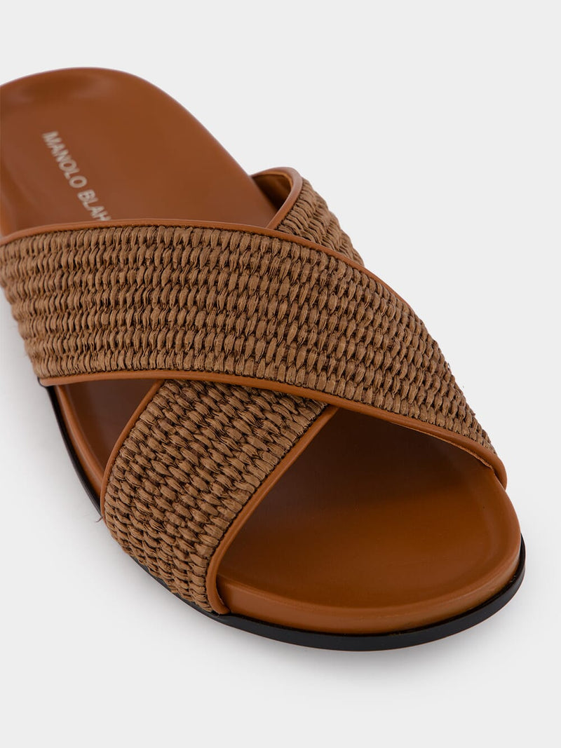 Chiltern Dark Brown Raffia Flat Sandals