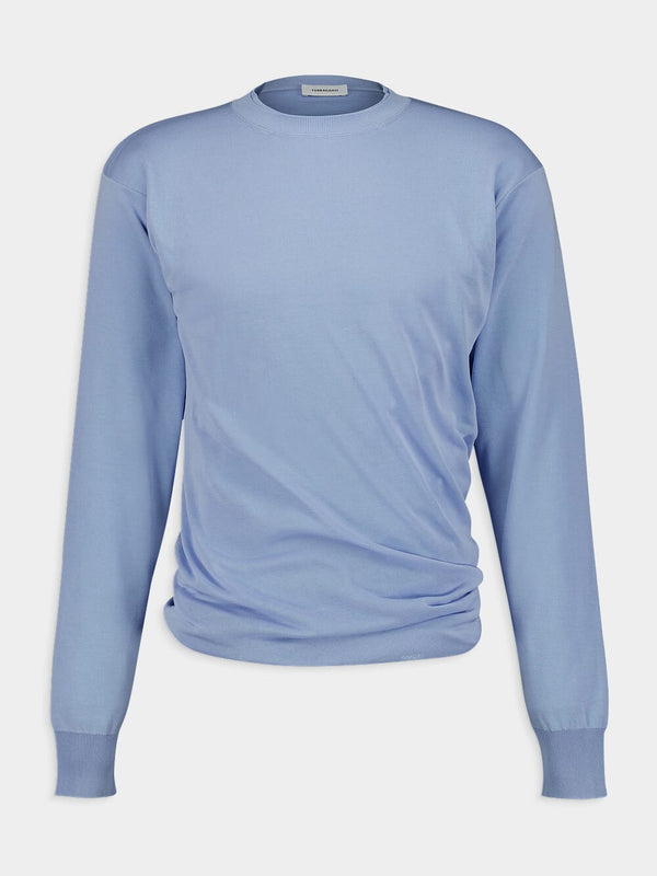 Blue Cotton Layered Sweater