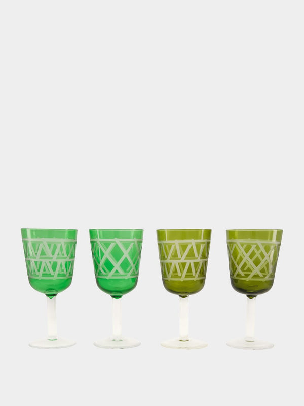 Set of 4 Wine Tie Up Glasses