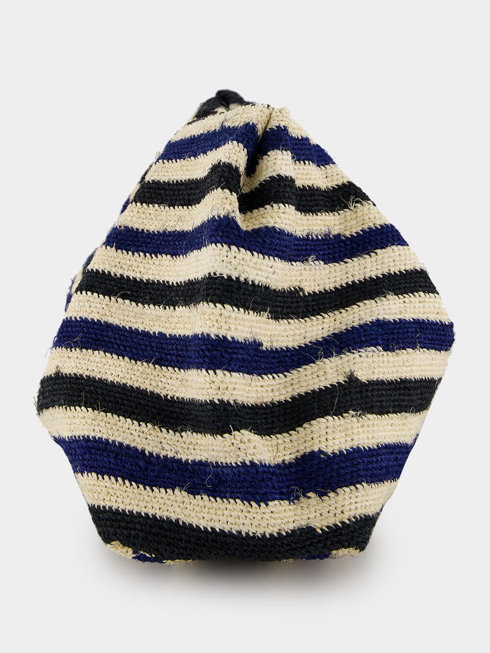 Black and Navy Striped Sisal Medium Pouch