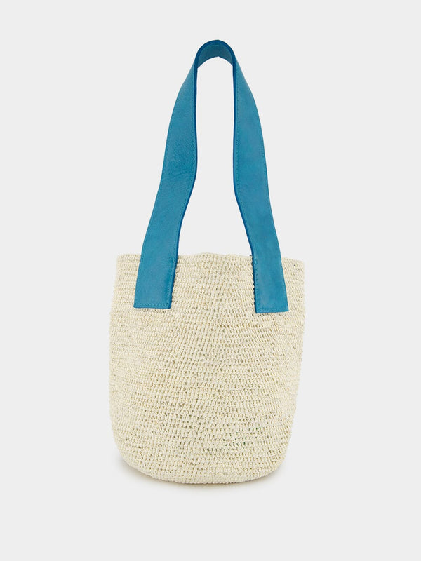 El Viajero Mini Straw Turquoise Leather Bag