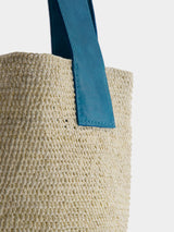 El Viajero Mini Straw Turquoise Leather Bag