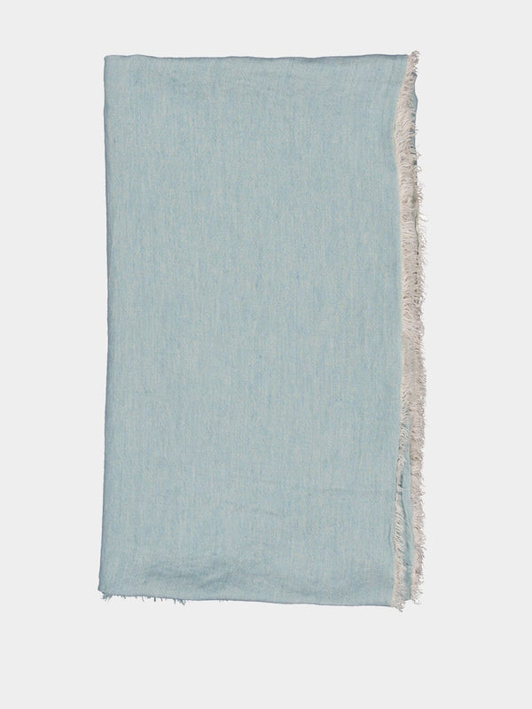 Crumpled Washed Linen Blue Throw
