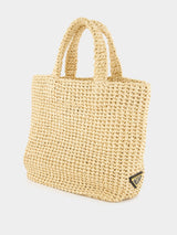 Logo-Embroidered Crochet Tote Bag