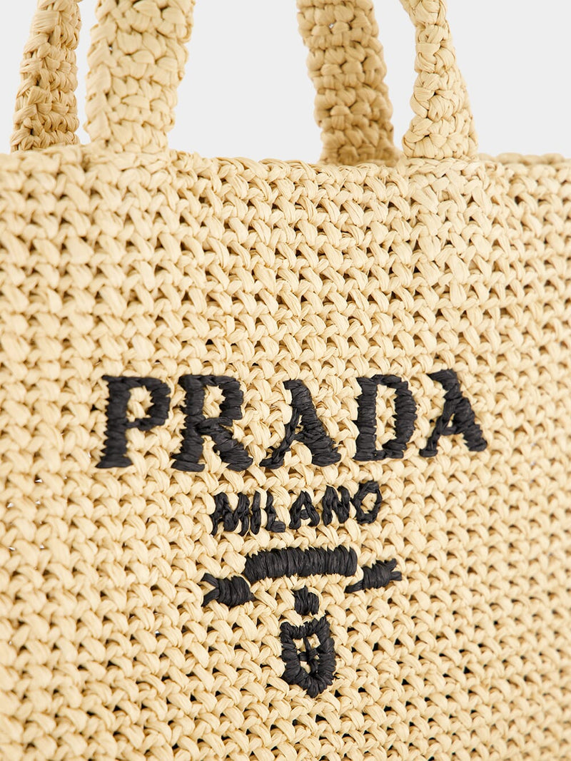 Logo-Embroidered Crochet Tote Bag