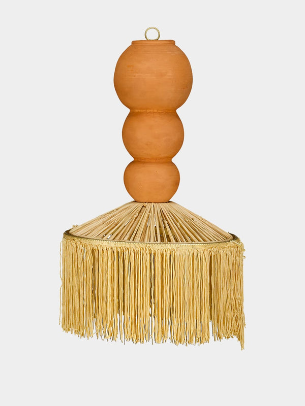 Henriette Parasol Raffia + Fringes Pendant Light