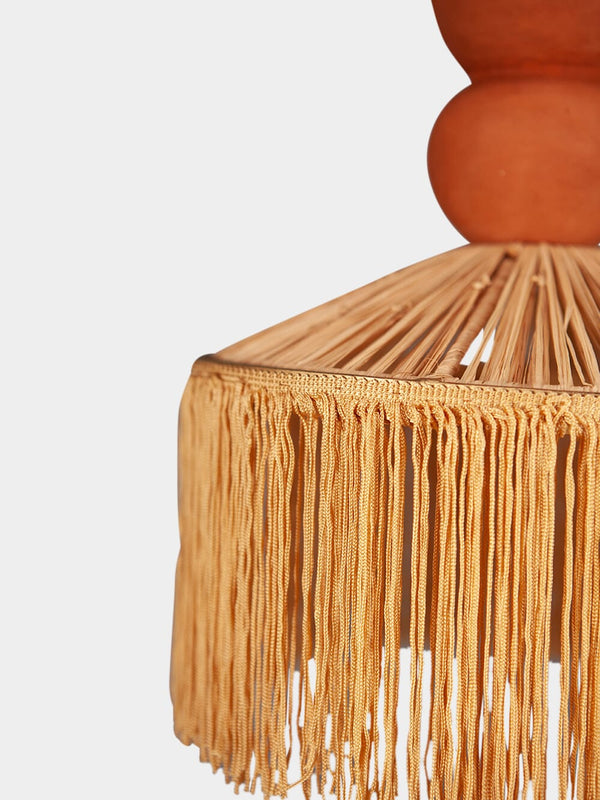 Henriette Parasol Raffia + Fringes Pendant Light