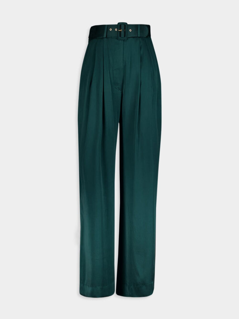 High-Waisted Teal Trousers
