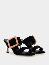 Gable Suede Buckle Open-Toe 70mm Mules