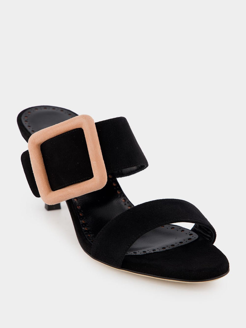 Gable Suede Buckle Open-Toe 70mm Mules