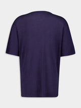 Carmo Midnight-Blue Linen Jersey T-Shirt
