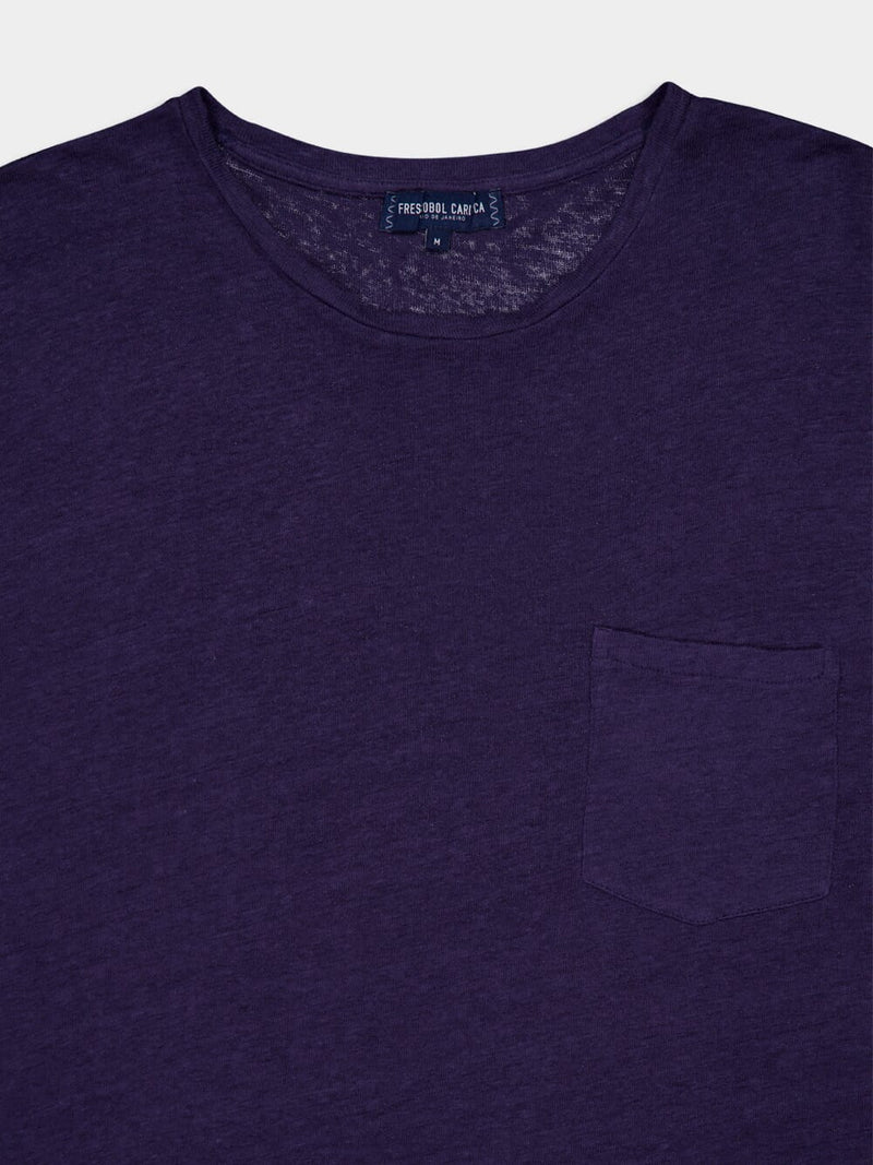 Carmo Midnight-Blue Linen Jersey T-Shirt