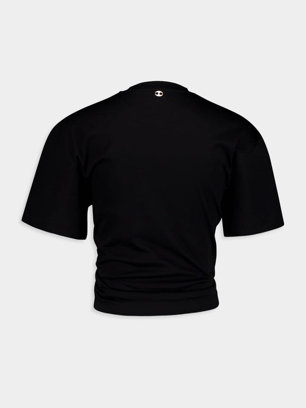 Black Jersey T-Shirt with Ring Detail
