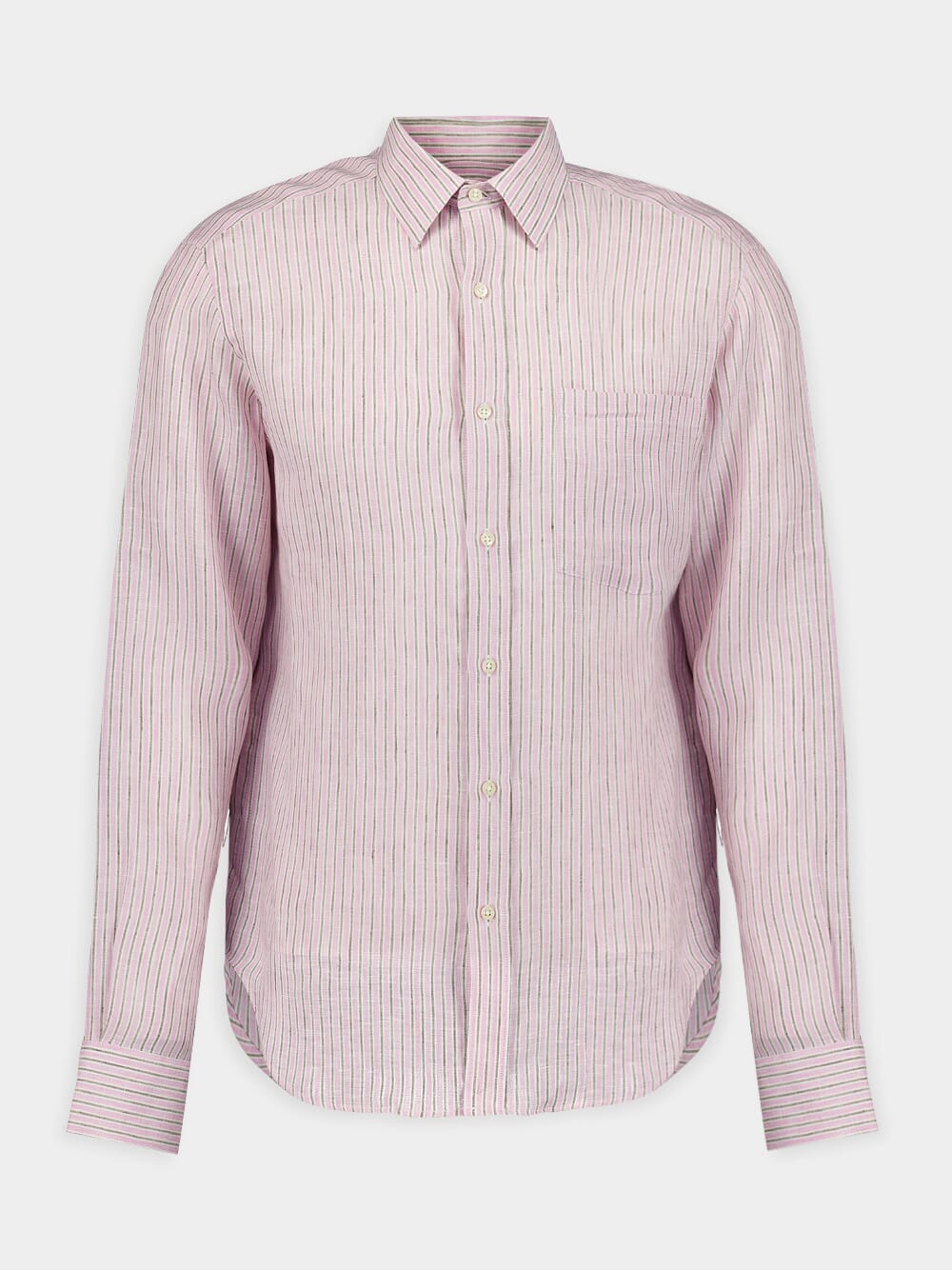 120% Lino Striped Pink Shirt | Fashion Clinic