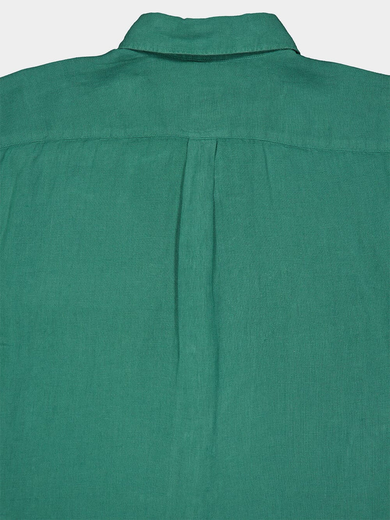 Regular Fit Green Linen Shirt