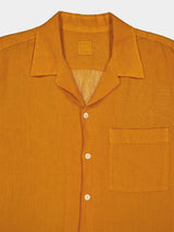 Linen Button-Down Orange Shirt