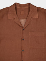 Linen Button-Down Brown Shirt