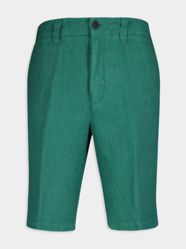 Emerald Linen Bermuda Shorts