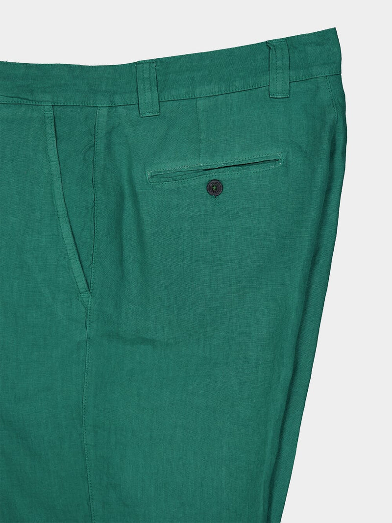 Emerald Linen Bermuda Shorts