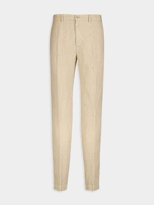Neutral Linen Tailored Pants