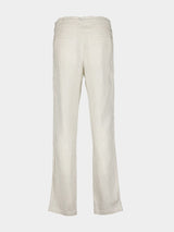 Cream Striped Linen Drawstring Pants