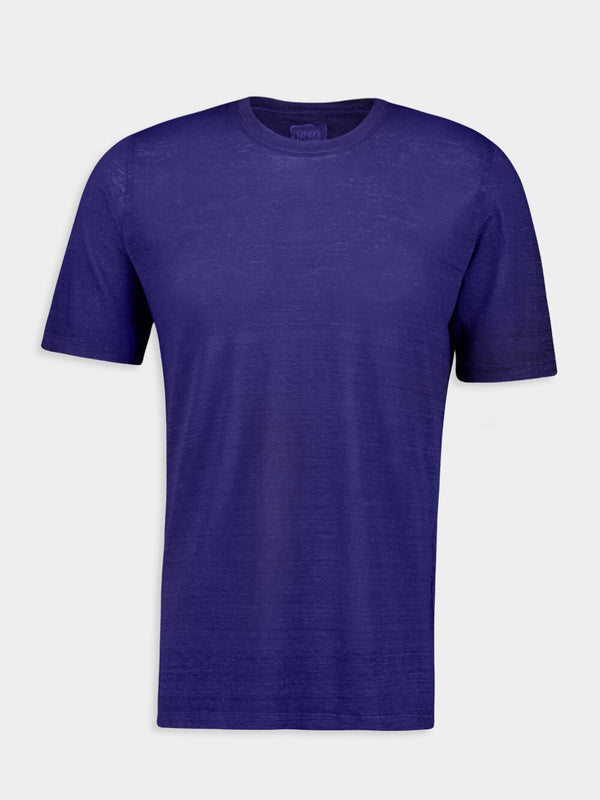 Navy Blue Linen T-Shirt
