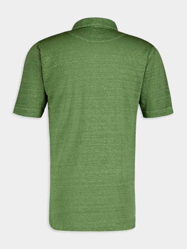 Green Linen Polo Shirt