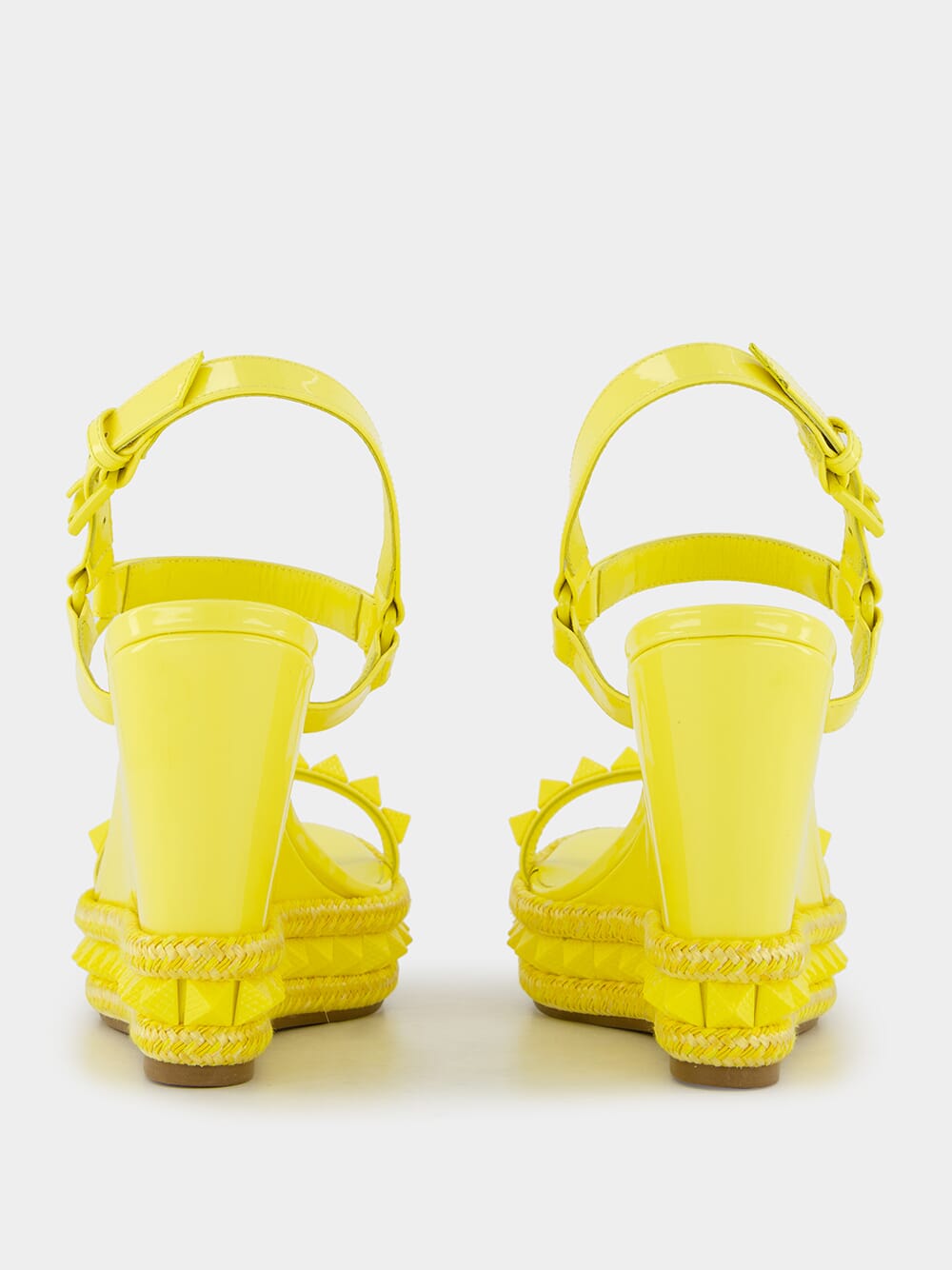 Christian Louboutin Pyraclou 110mm Studded Yellow Wedges | Fashion Clinic