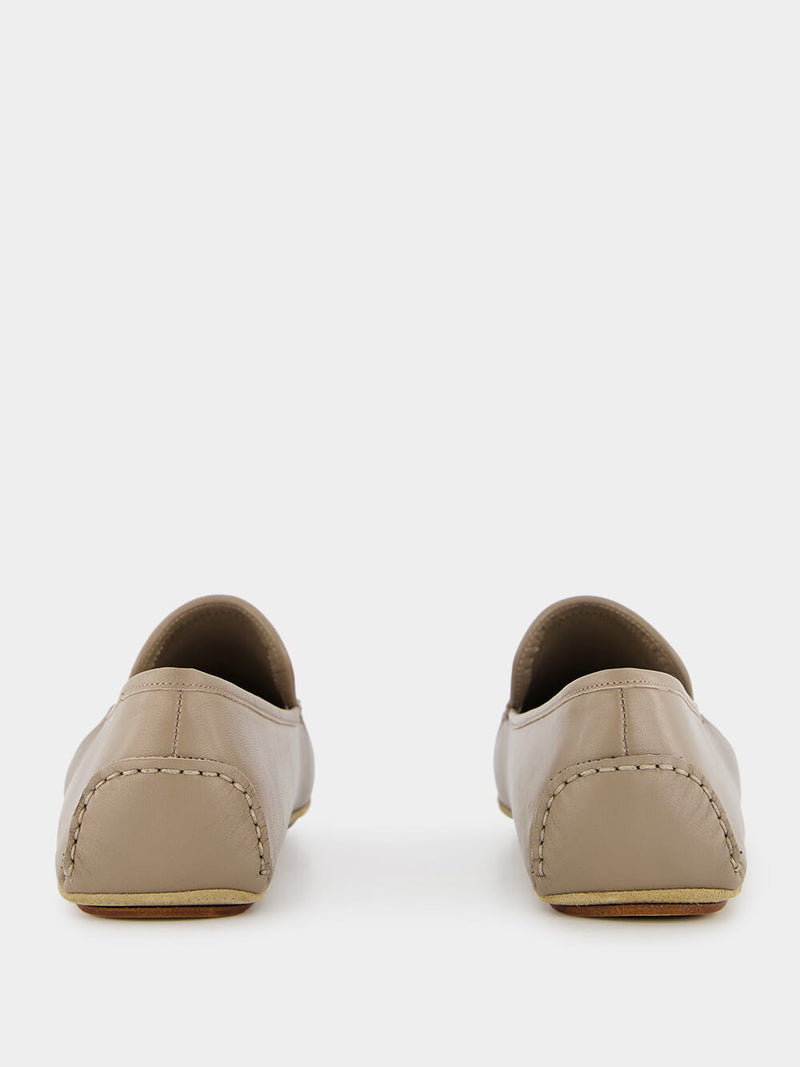 Mayfair Beige Leather Loafers