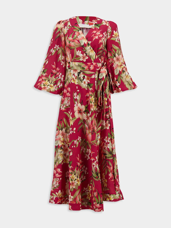 Floral Wrap Midi Dress