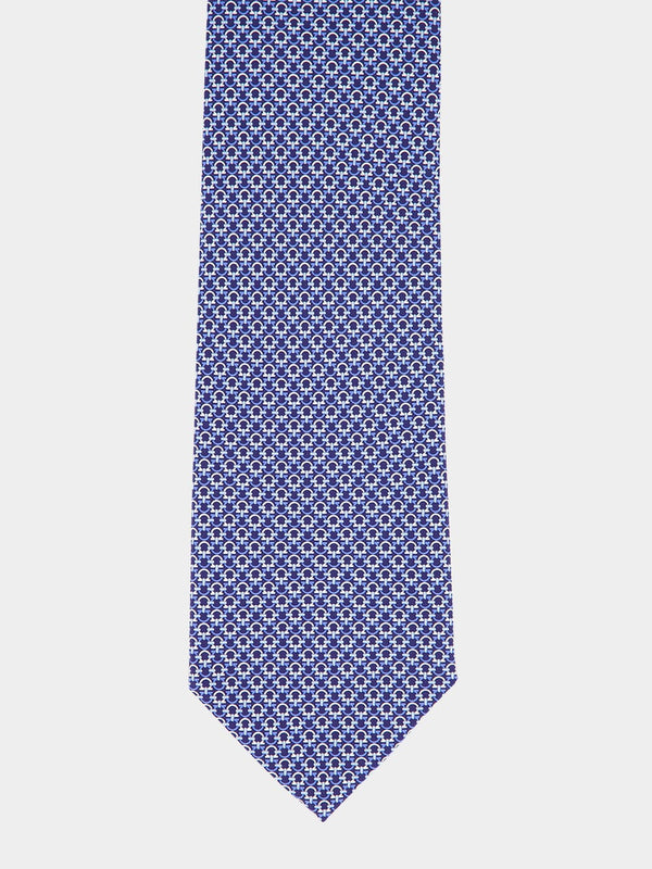 Gancini Silk Blue Tie