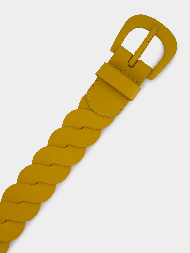 Wave-Link Leather Belt