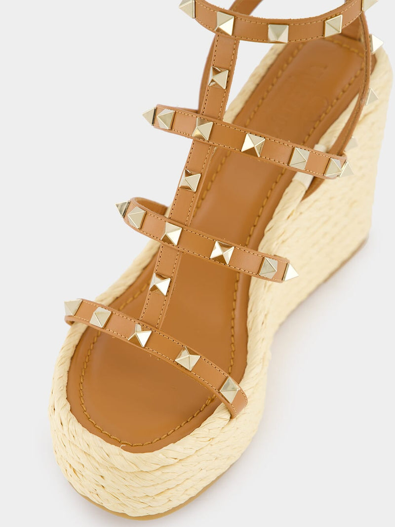 Rockstud Calfskin Wedge 95mm Sandals