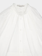 White Cape-Sleeve Silk Shirt