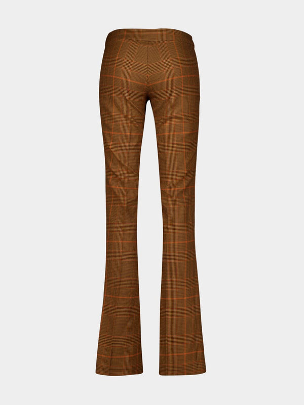 Prince of Wales Check Slim Fit Wool Trousers