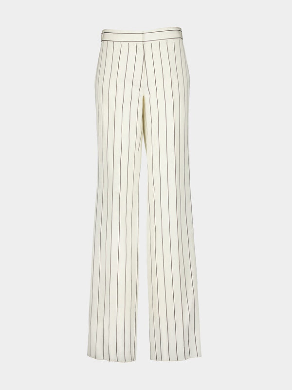 Pinstripe Cream Straight-Leg Trousers