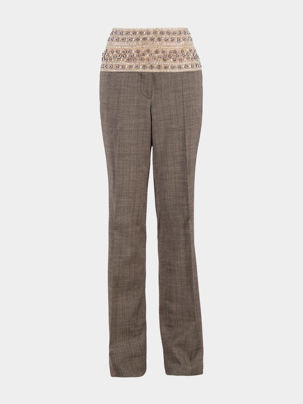 Crystal-Embellished Wool Trousers