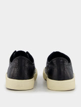 Paris Textured-Leather Black Sneakers