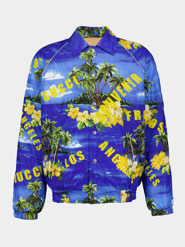 Bomber Jacket With Tropical Print