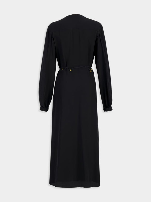 Black Silk Midi Dress