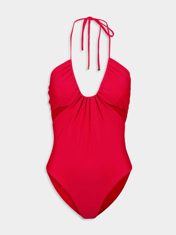 Bright Red Halter Swimsuit