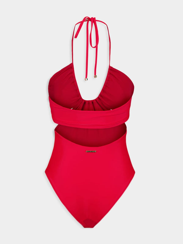 Bright Red Halter Swimsuit
